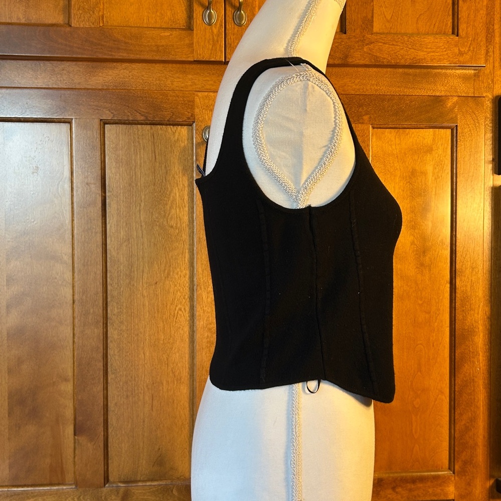 Sincerely Jules Black Ribbed Corset Style Cropped Tank Top  Sz L - Picture 3 of 10